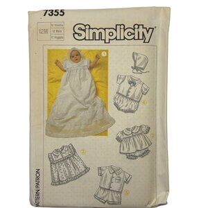 Simplicity 7355 Vintage Baby Clothes Sewing Pattern 12M